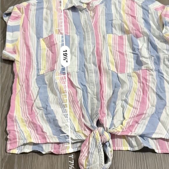 Bella Dahl Women's‎ Cap Sleeve Tie-Up Front Striped Button Down Shirt Size S - Picture 10 of 10